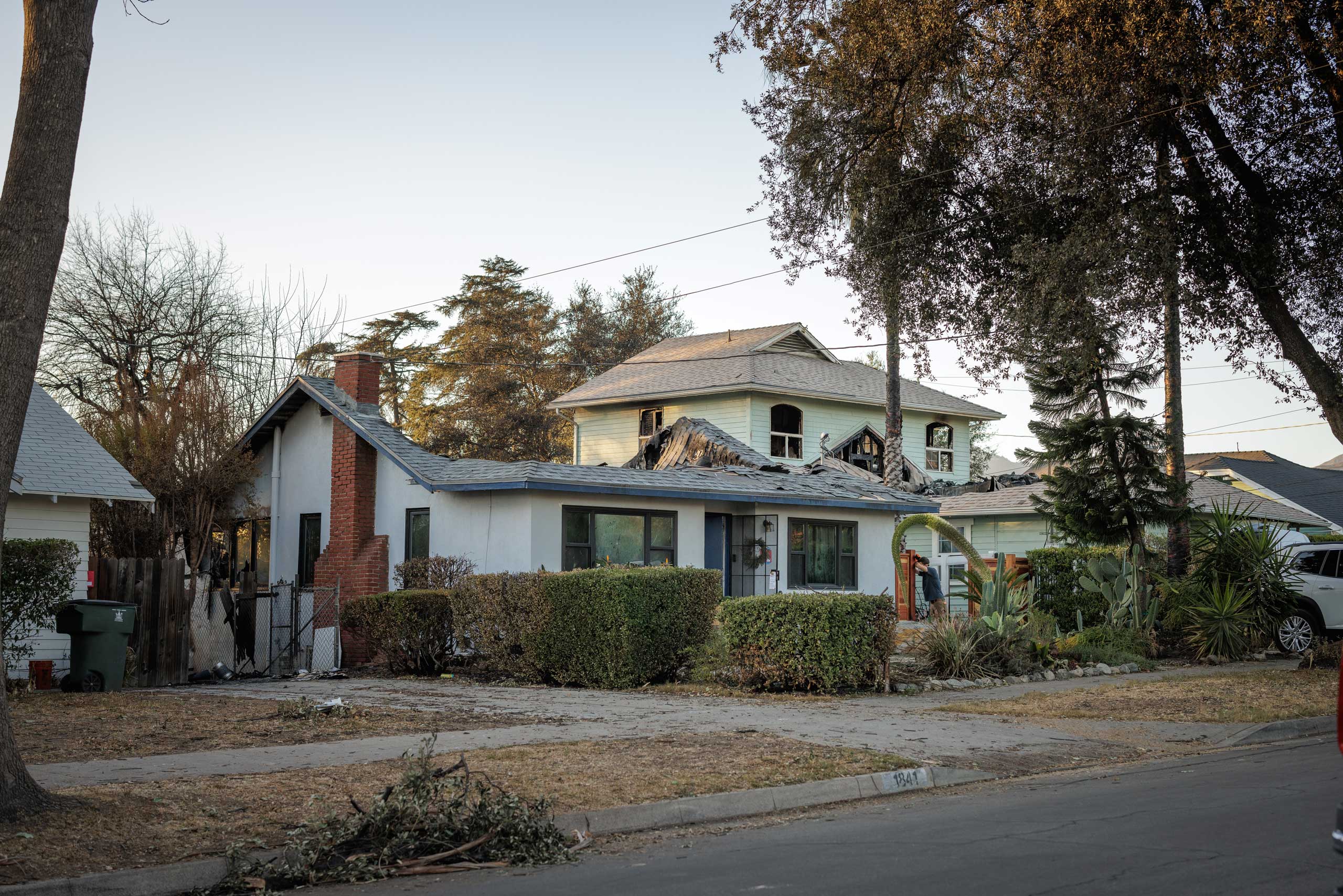 Damaged house in Altadena after Eaton Fire