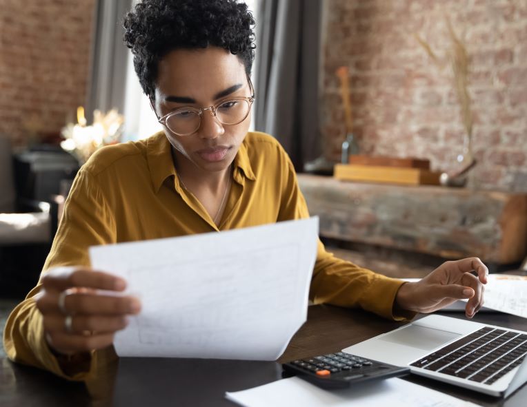 Person looking at statement