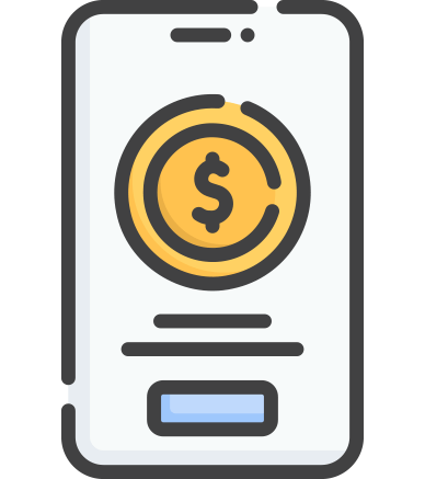 Cell phone with a dollar sign on the screen