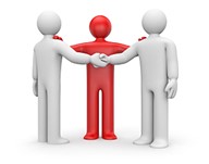 Three people connected with arms